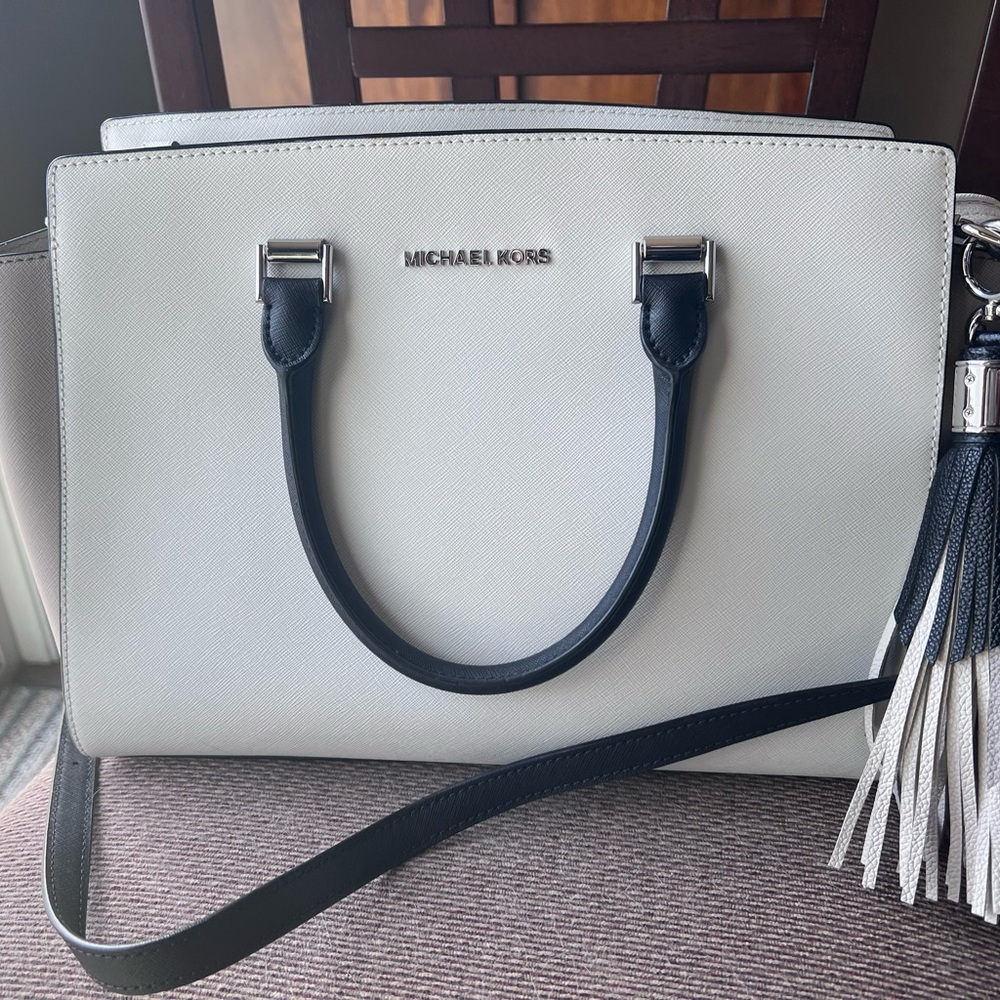 Michael Kors Cream and Black Satchel